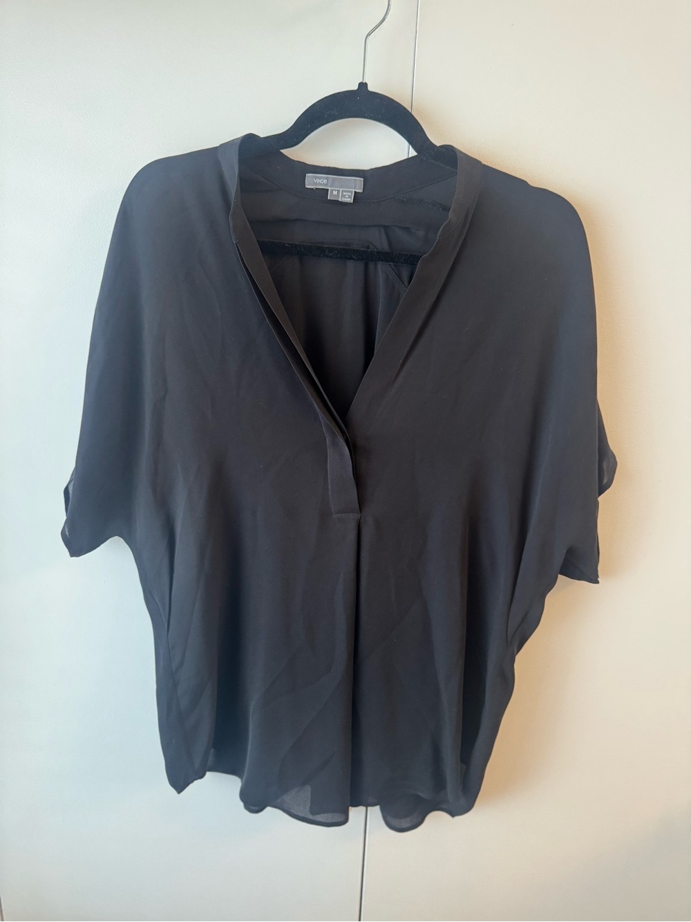 Vince Silk-Blend Double V-Neck Top
